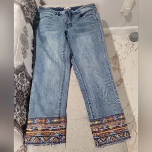 Coldwater Creek stretch embroidered jeans.